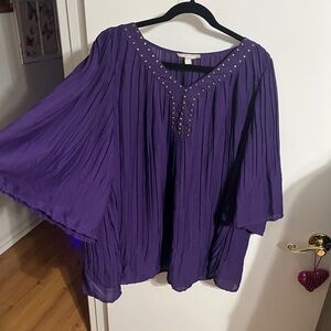 💝 18/20 Woman Within Elegant Purple Blouse with Studded Detail